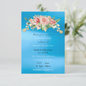 ウェディングシャワーパーティー 水彩画の青い花 招待状 (スタンド正面)