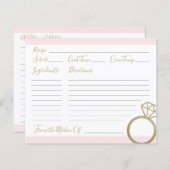 ウェディングシャワーピンクと金ゴールドレシピカード (正面/裏面)