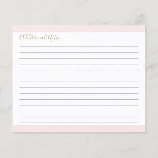 ウェディングシャワーピンクと金ゴールドレシピカード (裏面)