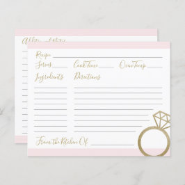 ウェディングシャワーピンクと金ゴールドレシピカード