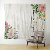 ウェディングシャワーフォトバックグラウンド花ウッドライト タペストリー (インサイチュ(横))