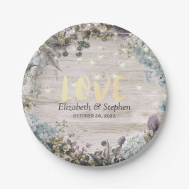 ウェディングシャワーフローラストリングライト&ウッド素朴ライト ペーパープレート