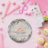 ウェディングシャワーフローラストリングライト&ウッド素朴ライト ペーパープレート (パーティー)