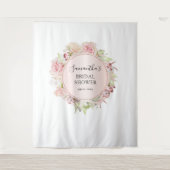 ウェディングシャワーブラッシュピンクフラワーフォトバックドロップ タペストリー (正面)