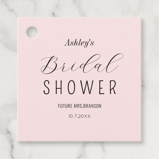 ウェディングシャワーブラッシュピンクミニマル フェイバータグ (正面)