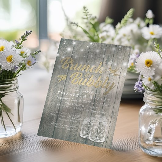 ウェディングシャワーブランシュ おしゃれなラスティックウッド メイソンジャー 招待状