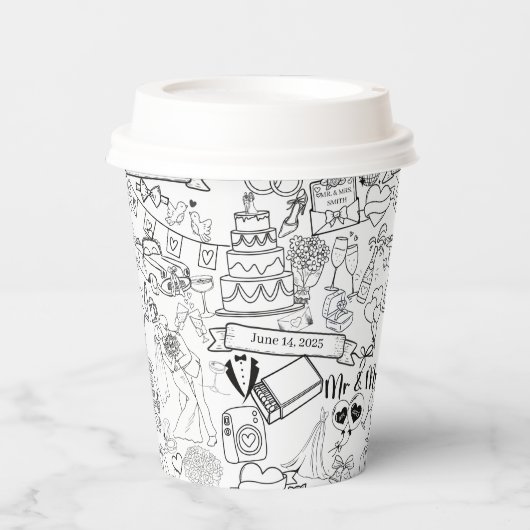 ウェディングシャワーブランチペーパーコーヒーカップ 紙コップ (正面)