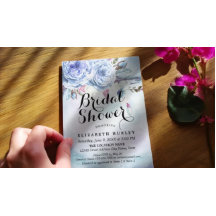 ウェディングシャワーブルーウォーターカラーボホフラワーフェザー