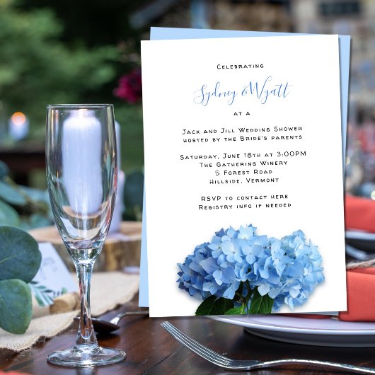 ウェディングシャワーブルーフラワーズジャックンジルカップル 招待状