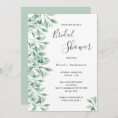 ウェディングシャワーボタニカルグリーン シンプルエレガント 招待状 (正面/裏面)