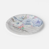 ウェディングシャワーボホフラワーズ&フェザー素朴ウッド ペーパープレート (アングル)