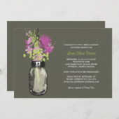 ウェディングシャワーマグカップとワイルドフラワー 招待状 (正面/裏面)