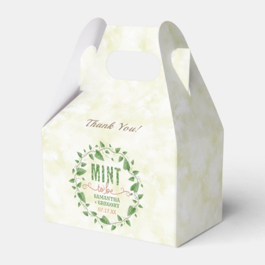 ウェディングシャワーミントは水の色の葉リース フェイバーボックス (裏面サイド)