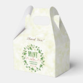 ウェディングシャワーミントは水の色の葉リース フェイバーボックス (正面サイド)