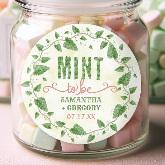 ウェディングシャワーミントは水の色の葉リース ラウンドシール