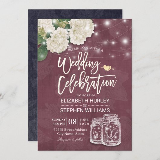 ウェディングシャワーメイスンジャージュレンジライツブルゴーニュ 招待状 (正面/裏面)