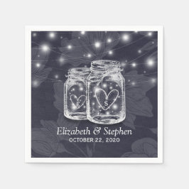 ウェディングシャワーメーソンジャースストリングライツネイビーブルー スタンダードカクテルナプキン