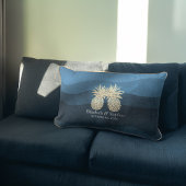 ウェディングシャワーモダンブルー金ゴールドパイナップルカップルL ランバークッション