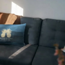 ウェディングシャワーモダンブルー金ゴールドパイナップルカップルL