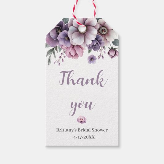 ウェディングシャワーラベンダー水彩花  ギフトタグ (正面)