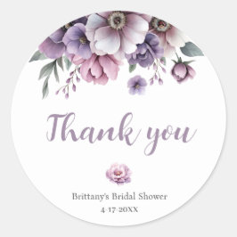 ウェディングシャワーラベンダー水彩花  ラウンドシール