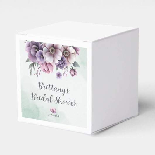 ウェディングシャワーラベンダー＆グリーンフラワル フェイバーボックス (正面サイド)