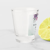 ウェディングシャワーラベンダー&グリーンフラワーデザインのショットグラス ショットグラス (左)