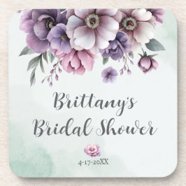 ウェディングシャワーラベンダー&グリーンフラワーデザイン コースター