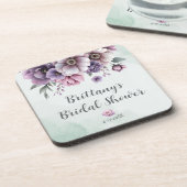 ウェディングシャワーラベンダー＆グリーンフラワープレート コースター (左側)