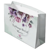 ウェディングシャワーラベンダー＆グリーンフローラルギフトバッグ ラージペーパーバッグ (裏面アングル)