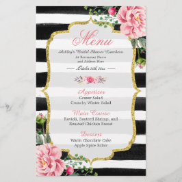 ウェディングシャワーランチメニュー クラシカルな花柄ストライプ