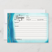 ウェディングシャワーレシピカード モダン シンプル ゲード ブルー 招待状 (正面)