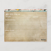 ウェディングシャワーレシピカード - ラスティックフラワーズ ポストカード (裏面)