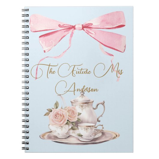 ウェディングシャワーレジデンシーティーパーティーエレガントリボン ノートブック (正面)