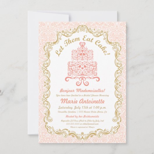 ウェディングシャワーレットゼムイートケーキ招待状 招待状 (正面)