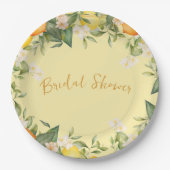 ウェディングシャワーレモン オレンジ シトラス フラワー ペーパープレート (正面)