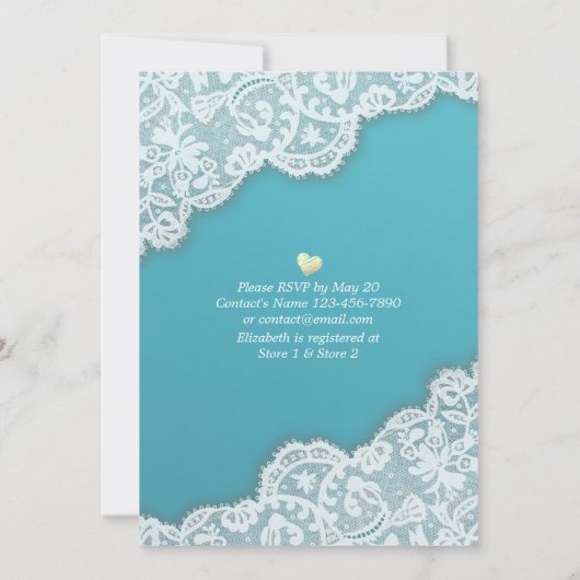 ウェディングシャワーレースひまわりストリングライトティファニー 招待状 (裏面)