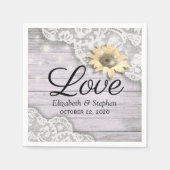 ウェディングシャワーレースひまわり木のストリングライト スタンダードカクテルナプキン (正面)