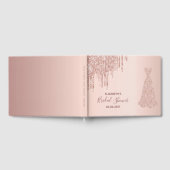 ウェディングシャワーローズゴールドグリッター垂れ下がった花嫁ドレス ゲストブック (全面)