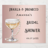 ウェディングシャワーローズゴールドパールプロセッコ スパークリングワインラベル (シングルラベル)