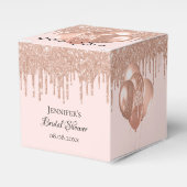 ウェディングシャワーローズゴールド ブラッシュ グリッター風船 フェイバーボックス (正面サイド)