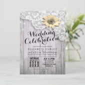 ウェディングシャワーヴィンテージレースサンフラワーウ素朴ッド 招待状 (スタンド正面)