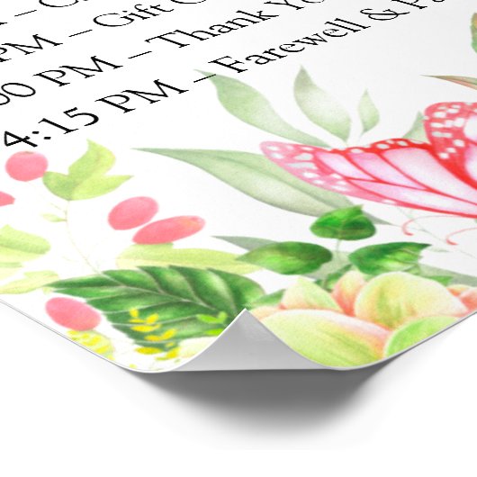 ウェディングシャワー予定 🎀 水彩花計画 ポスター (角)