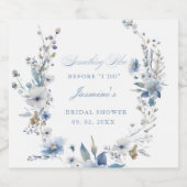 ウェディングシャワー前にブルーの何か フローラル スパークリングワインラベル (シングルラベル)