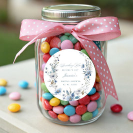 ウェディングシャワー前にブルーの何か フローラル ラウンドシール