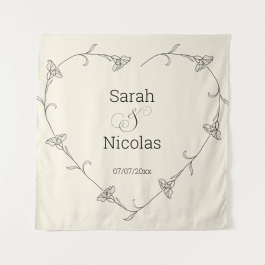 ウェディングシャワー壁ポスターパーソナライズされた タペストリー (正面)