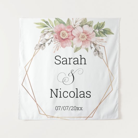 ウェディングシャワー壁ポスターパーソナライズされた タペストリー (正面)