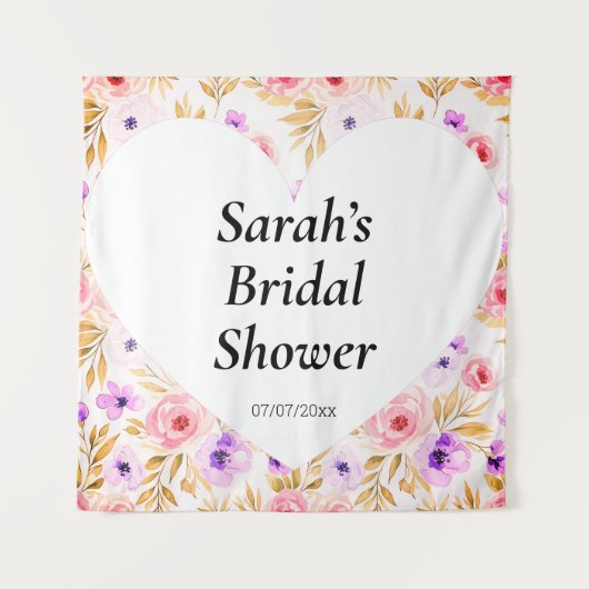 ウェディングシャワー壁ポスターパーソナライズされた タペストリー (正面)