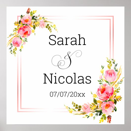 ウェディングシャワー壁ポスターパーソナライズされた ポスター (正面)