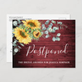 ウェディングシャワー延期 日付 ヒマワリ ユーカリ ポストカード (正面/裏面)